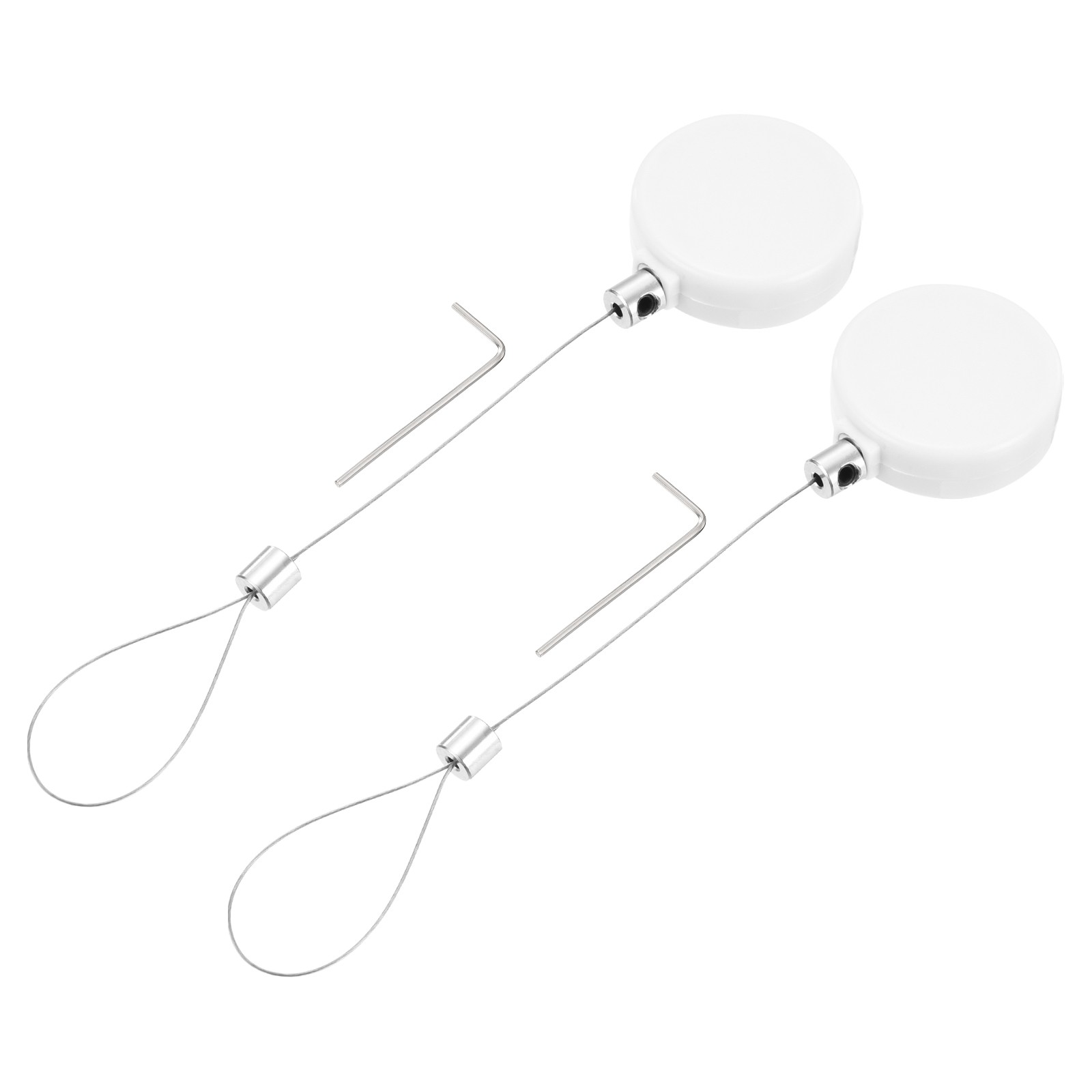 1.8ft Retractable Cable Security Lock with Latch Wrench, White, 2 Pack