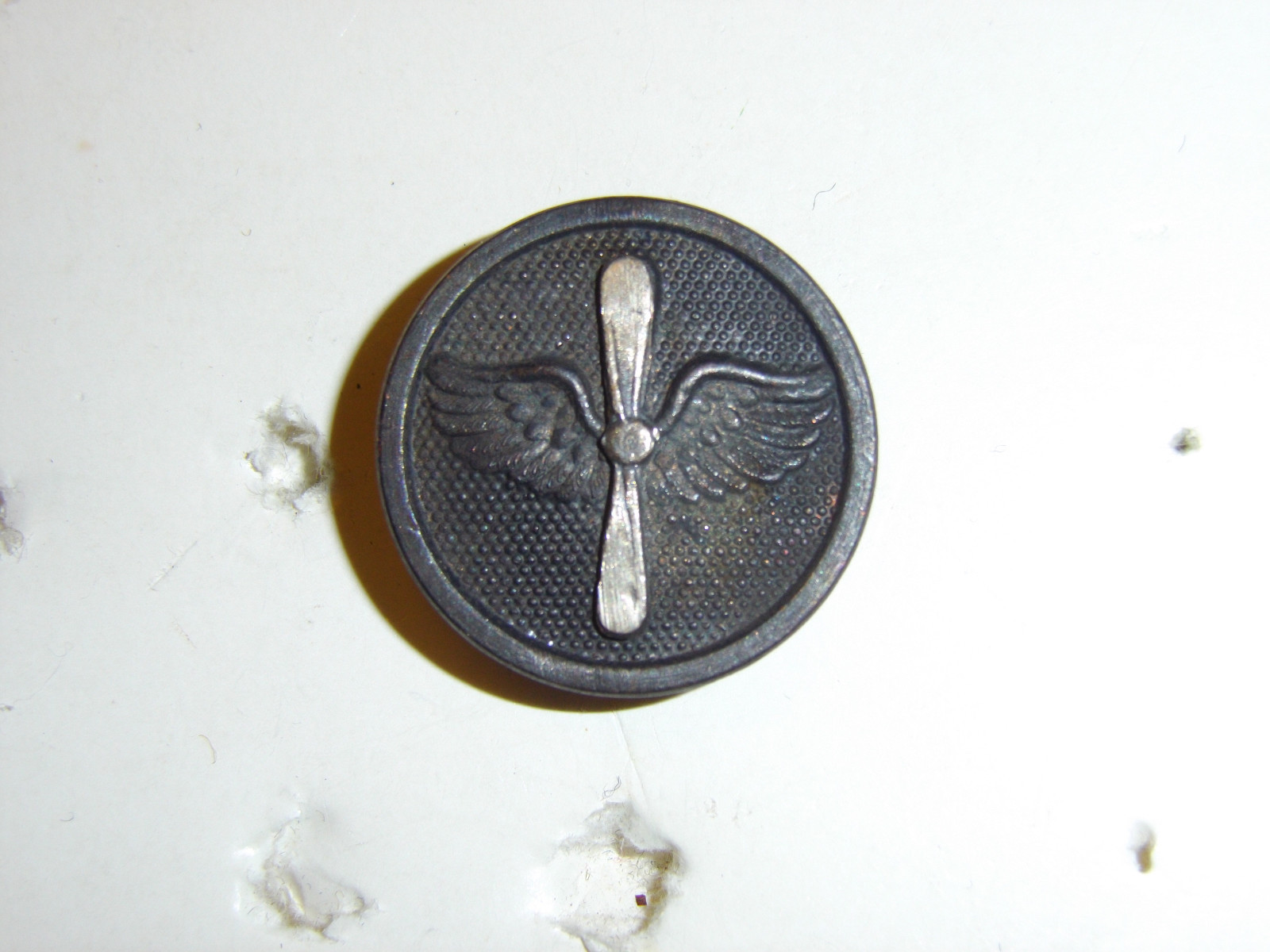 B9546s WW 1 US Army EM Collar Disc Aviation Wing Silver Prop single IR30A13