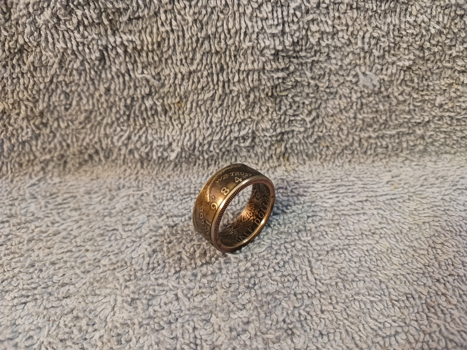 1984 Kennedy Half Dollars  size 11-1/2  coin ring  handmade mixed metals