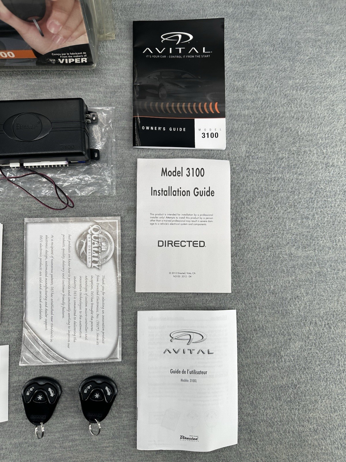 AVITAL 3100 - Universal Car Alarm Security System OPEN BOX Y1