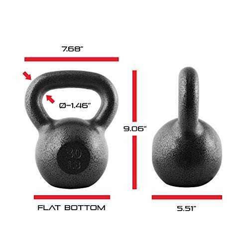 Cast Iron Kettlebell - Coated, Multiple Weights, Singles & Sets for Strength Tra