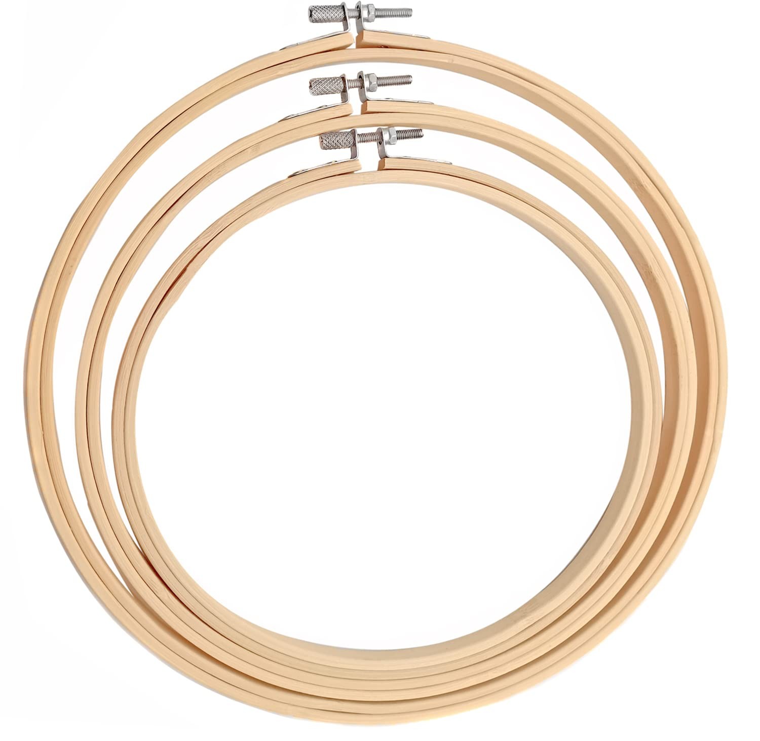 Cldamecy 3 Pieces Embroidery Hoops 7/8/10 inch,Round Bamboo