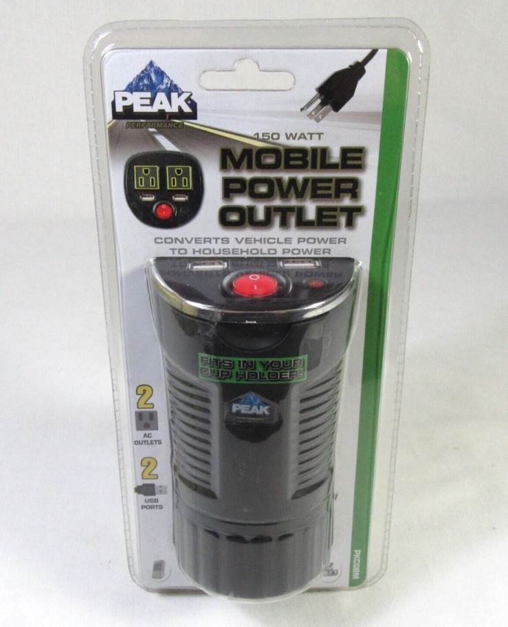 Peak Mobile Power Outlet 150 Watt Travel Charging 2 AC & 2 USB Outlets NEW