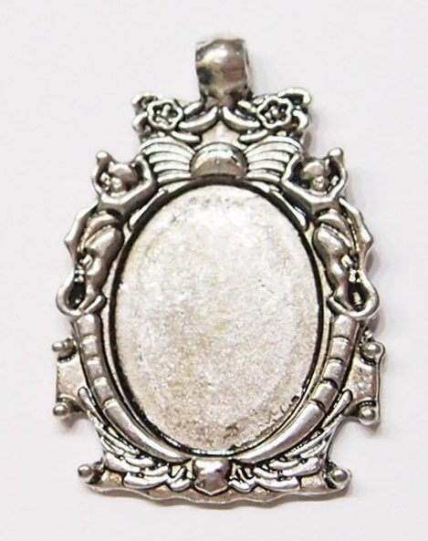 4 of 40x30mm Antique Silver Victorian Beaded Cherub Scroll Pendant Setting