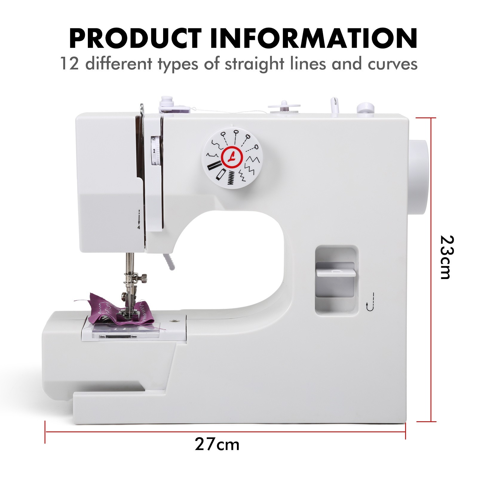 825A Multifunctional 12 Stitches Electric Mini Sewing Machine US Plug
