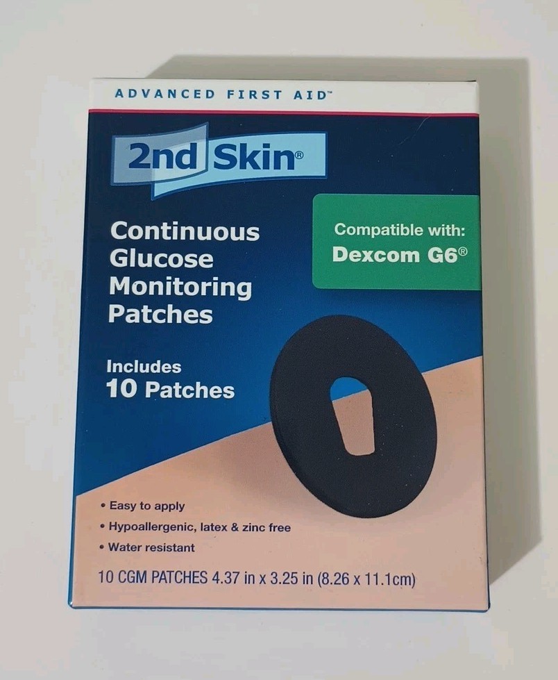 2nd Skin Continuous Glucose Monitoring BLACK Patches Qty 10  G6 Dexcom *NEW