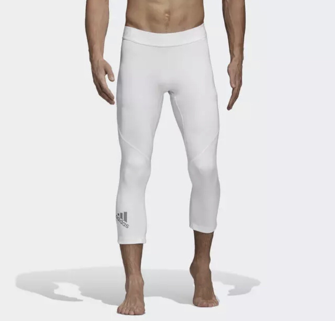 Adidas Men’s AlphaSkin Base Layer White 3/4 Athletic Tights CD7189!!!(2XL)