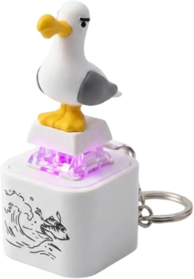 Seagull Mine Keychain,Button with Sound Rechargeable Keyboard Clicker Fidget Toy