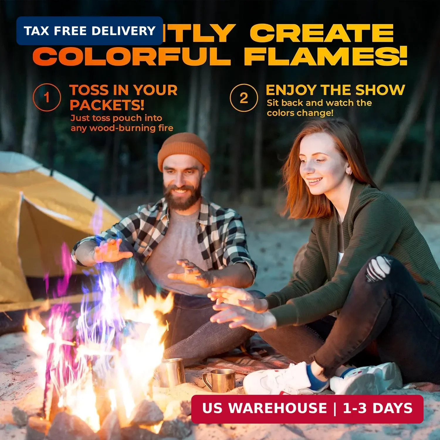 Magic Campfire Fire Color Changing Packets for Fire Pit (50 Pack) Outdoor Firepl