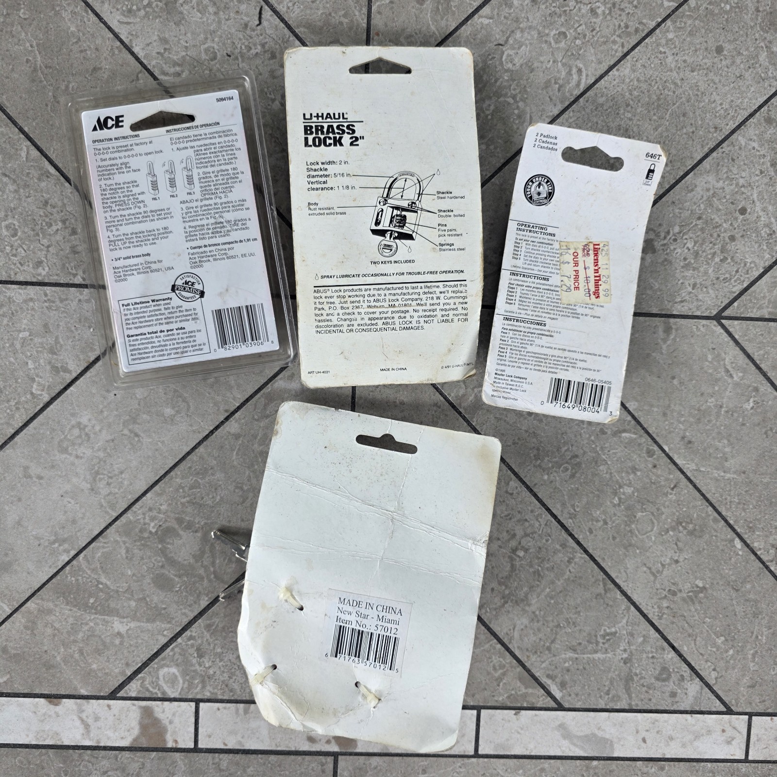 Sealed Lock Lot Master Lock ACE U-Haul Bicycle Lock Combo Padlocks