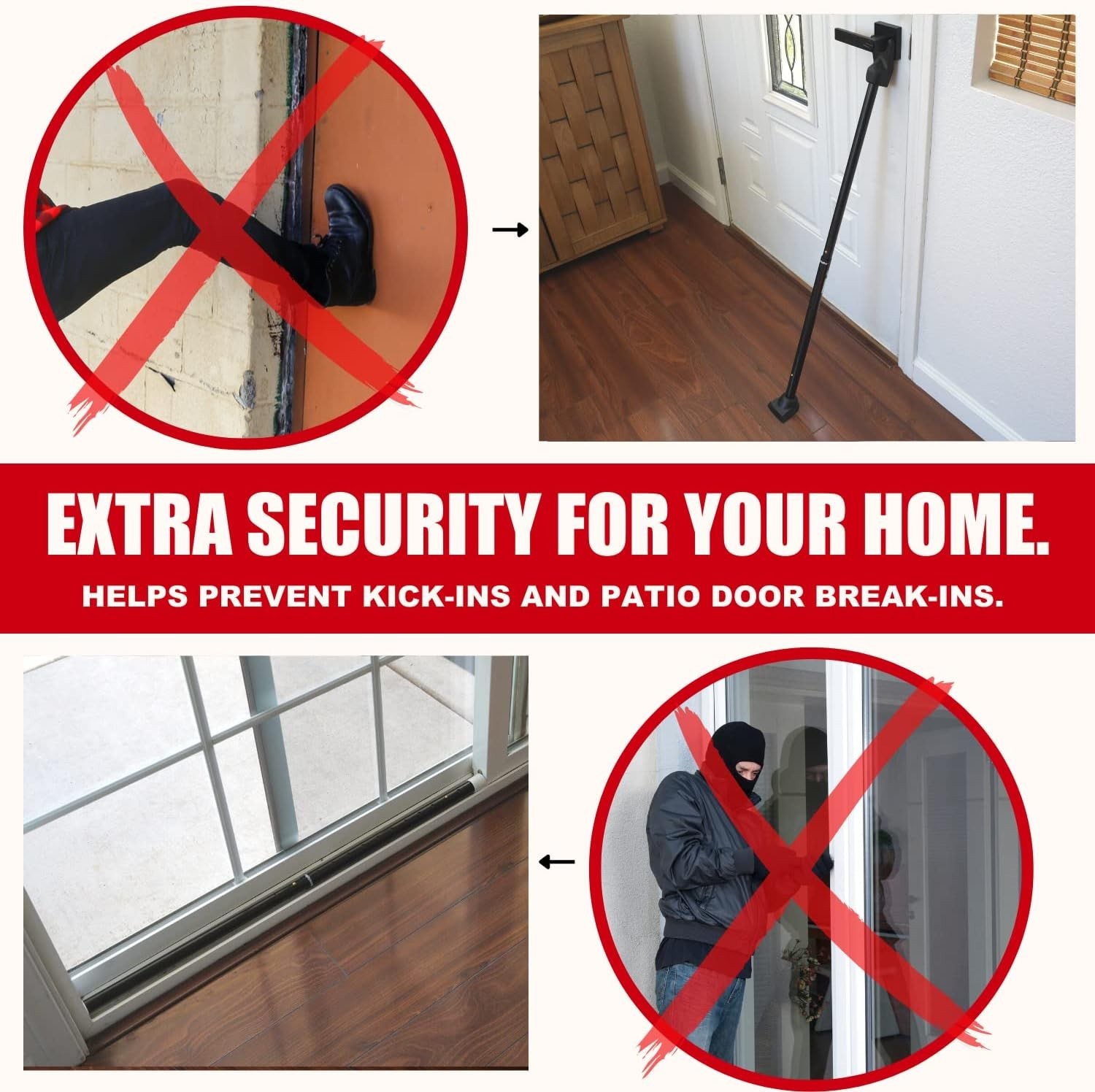 Two-in-One Iron Security Door Bar Pack Adjustable for Hinged and Sliding Doors