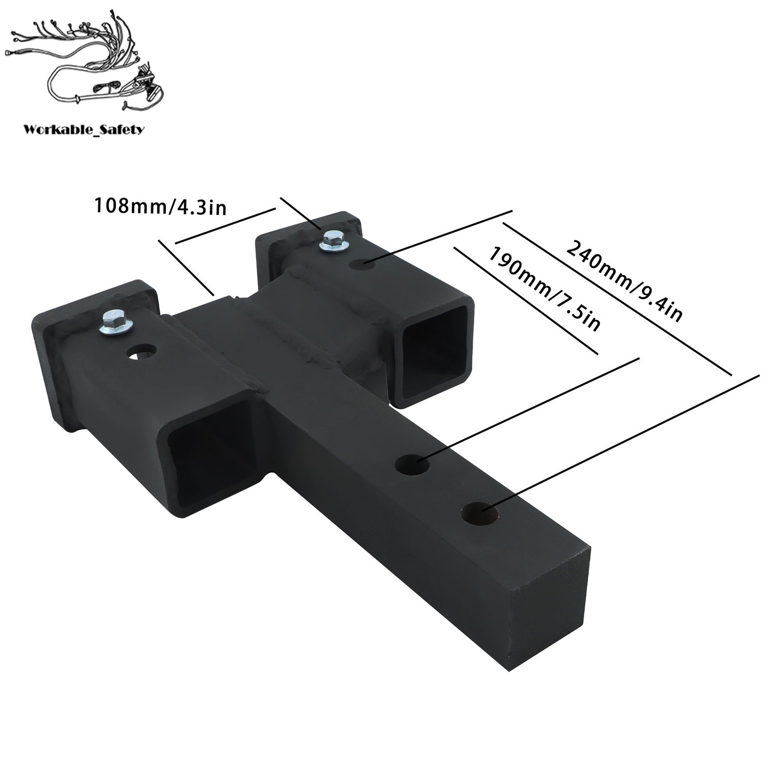 2" Receiver Dual Hitch Adapter 2" Solid Shank 10000Lbs Capacity Easy Install