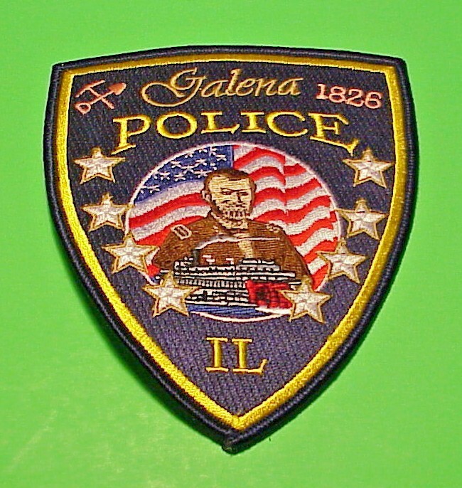 GALENA  ILLINOIS 1826 IL ( GOLD LETTERS / BROWN UNIFORM )  5" POLICE PATCH
