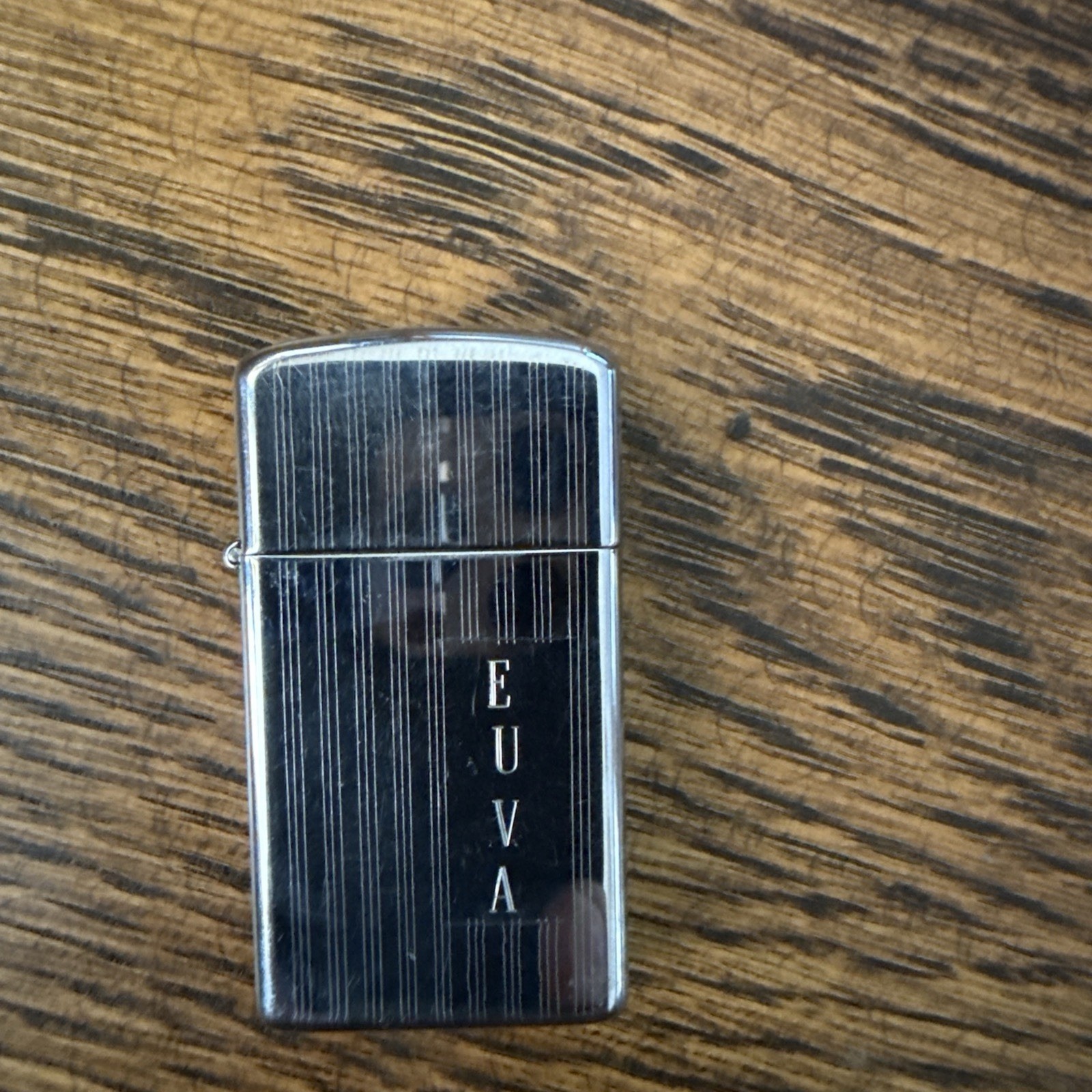 Zippo Slim Lighter Vintage 1981 Vertical Lines EUVA