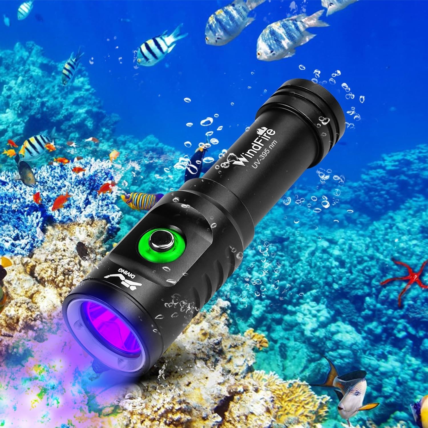 Windfire Dive Light 395 Nm Uv Scuba Flashlight Waterproof Black Light