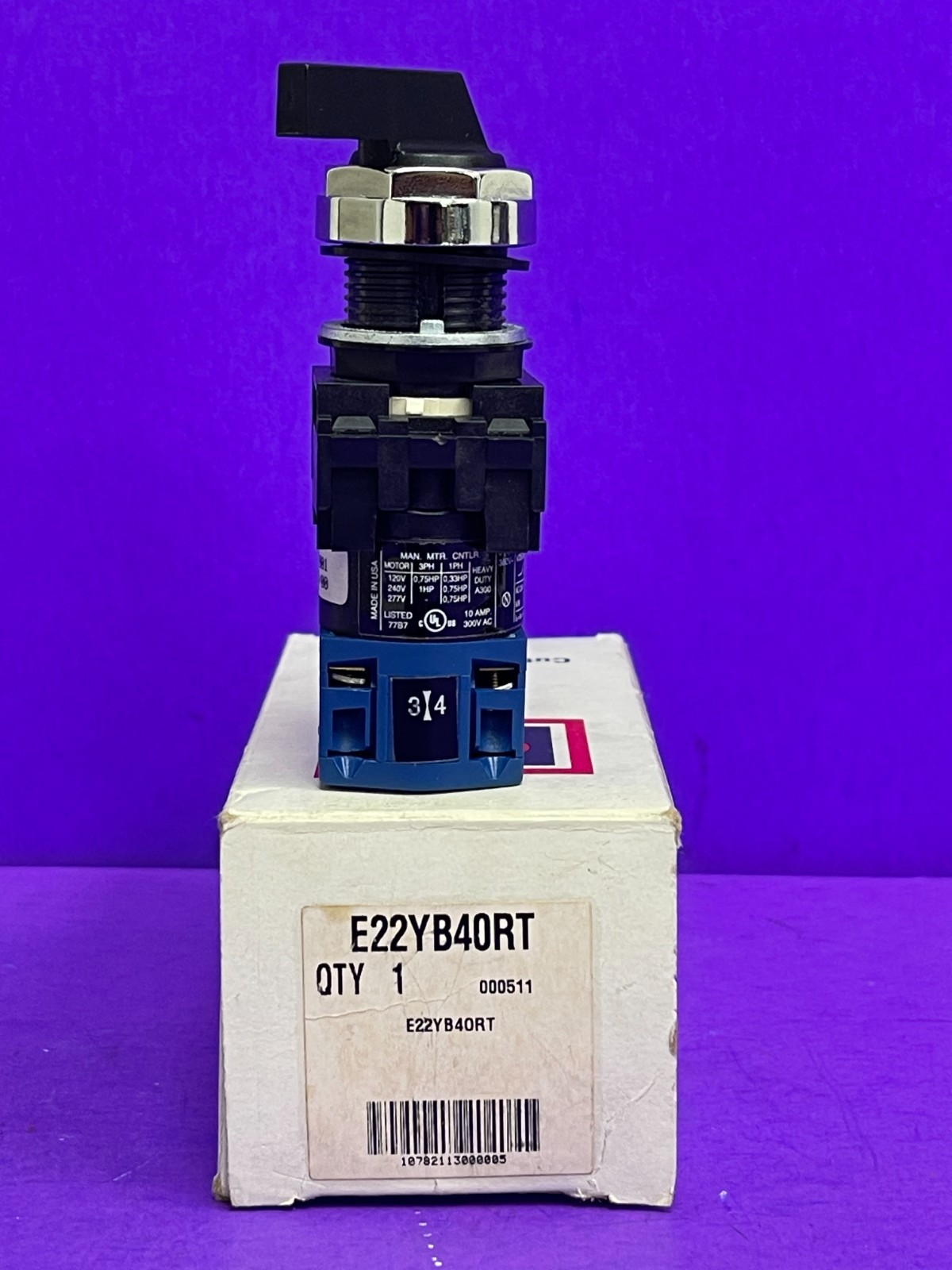 Cutler Hammer E22YB40RT 3 Position Selector Switch