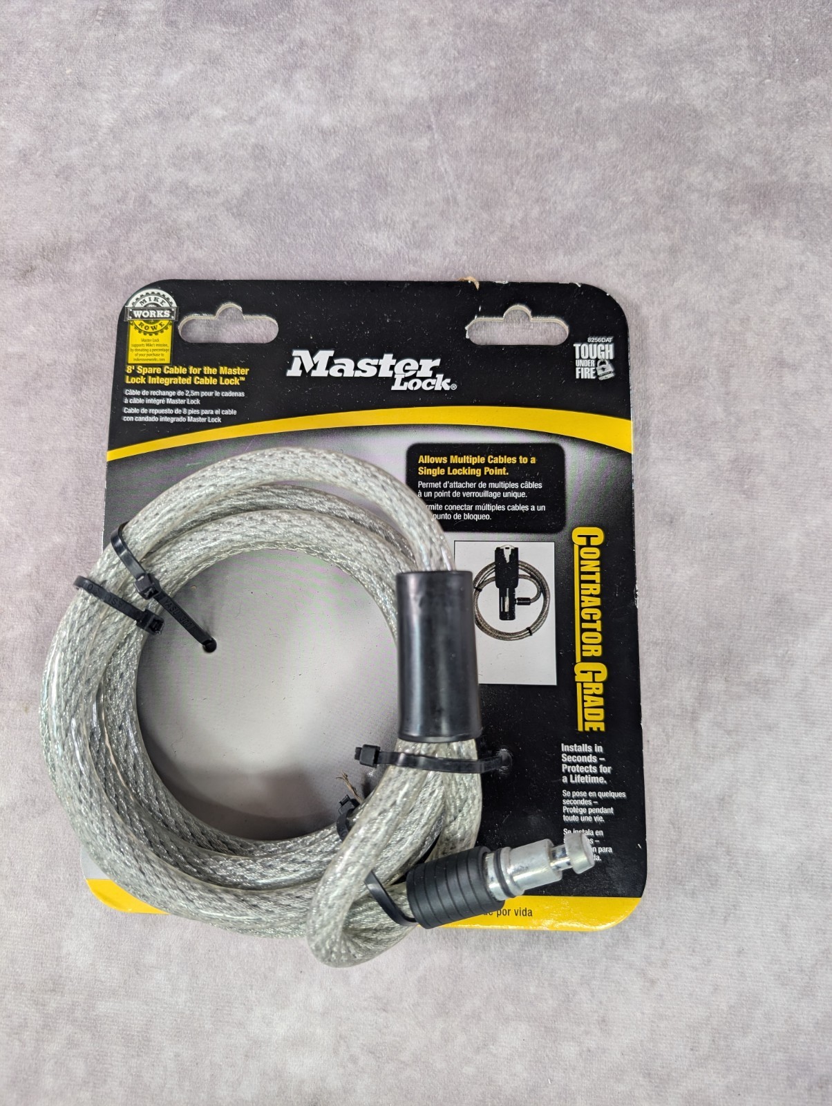 Master Lock Spare Braided Steel Cable for 8256DAT Integrated Cable Lock 8’