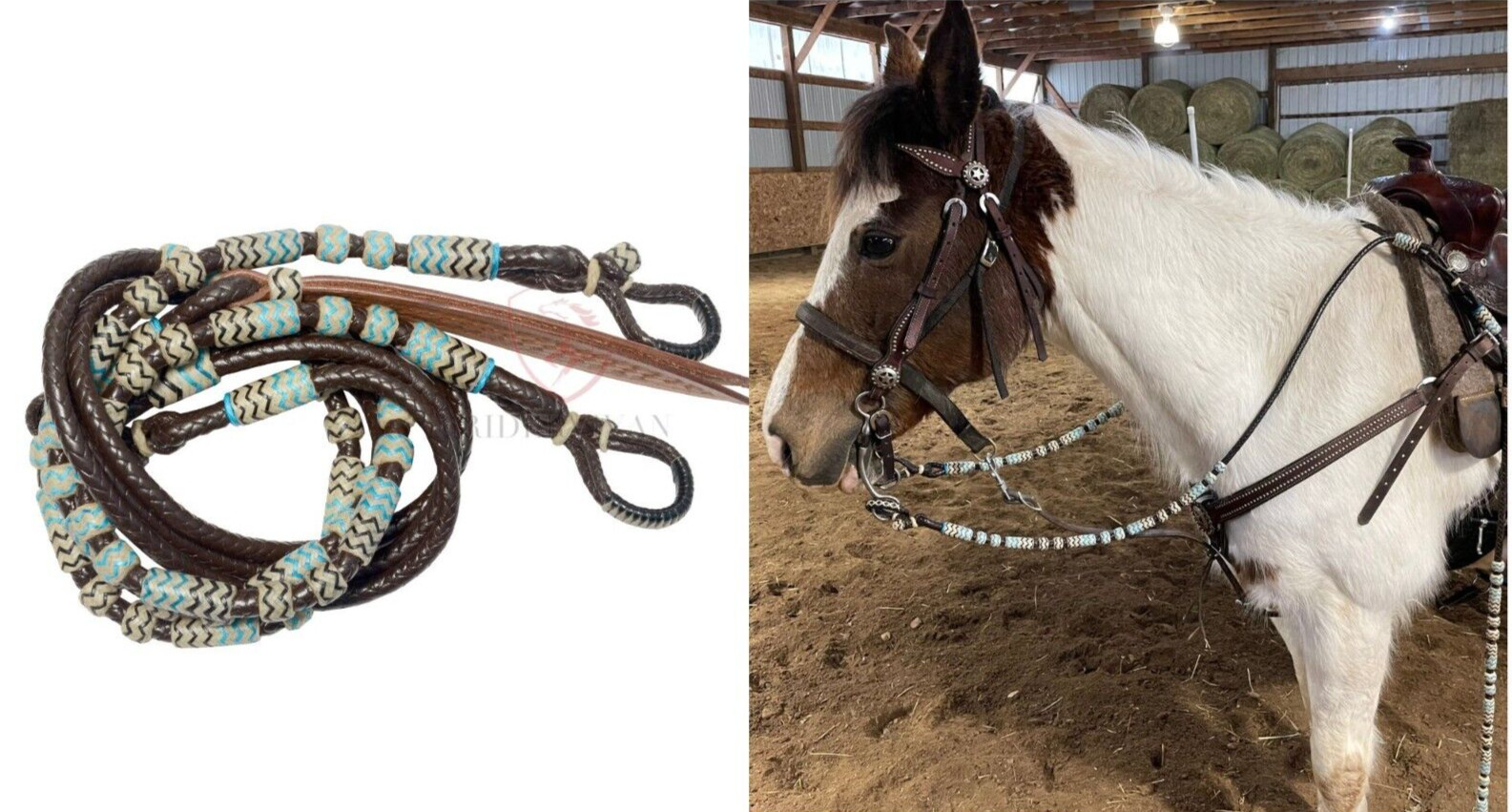 Romal Reins Brown, 10 plaits Romel Reins Oklahoma Style,Regular 48" Romal Reins,