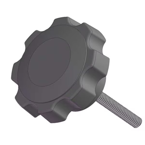 Fluted Knob Soft Touch with Screw, 1/2-13 Thread Size, 1.25"L, Steel Innovative