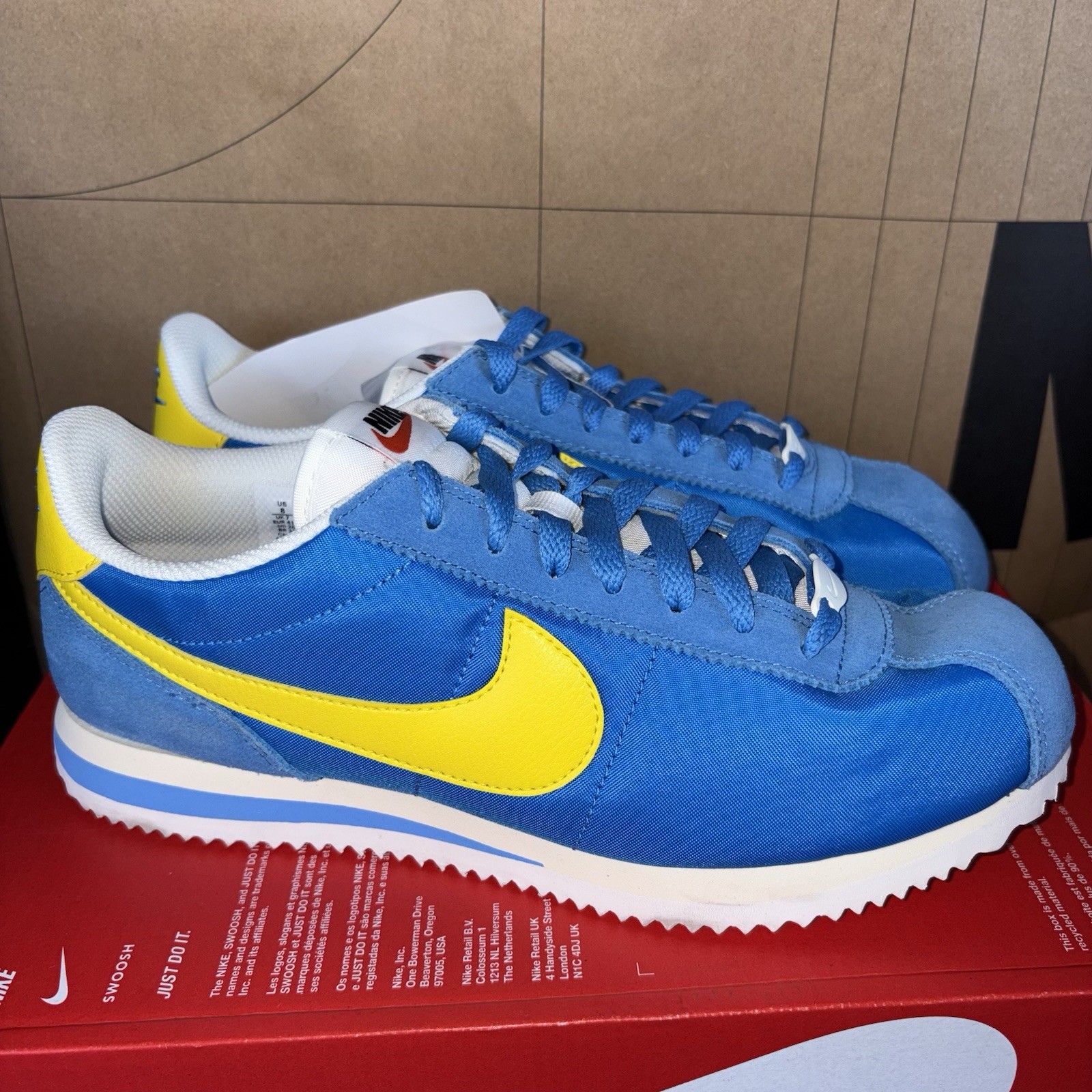 NEW Nike Cortez TXT Light Photo Blue Lightning Yellow HF0263-402 Men Size 10