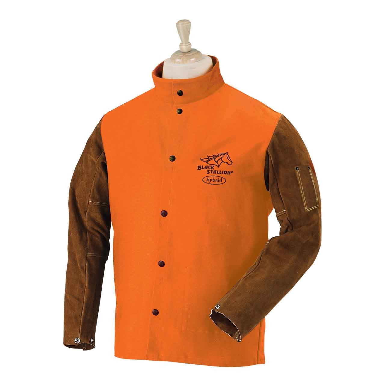 Black Stallion FO9-30C Hybrid FR Cotton Cowhide Welding Jacket Orange Medium