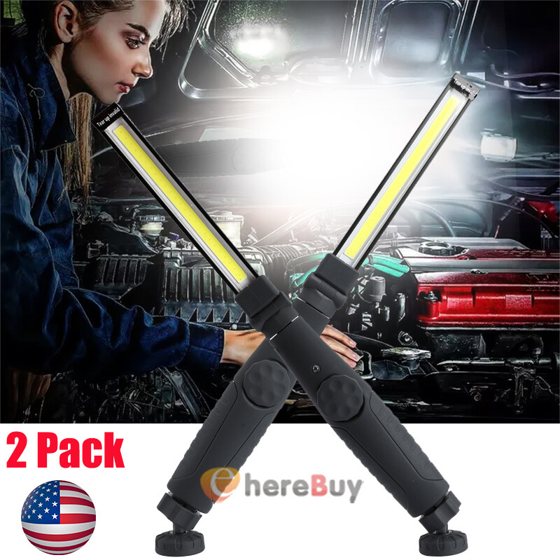 2 PACK Rechargeable LED COB Work Light Mechanic Flashlight Lamp Magnetic Base US