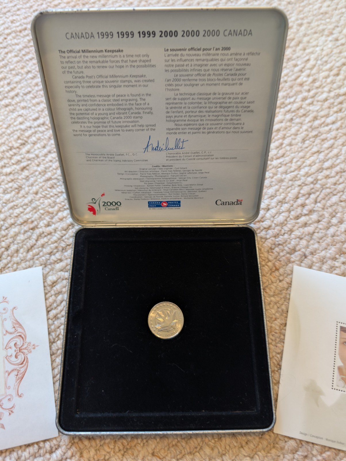Canada Post 1999-2000 Official Millennium Keepsake Complete Set Coin 3 Stamps