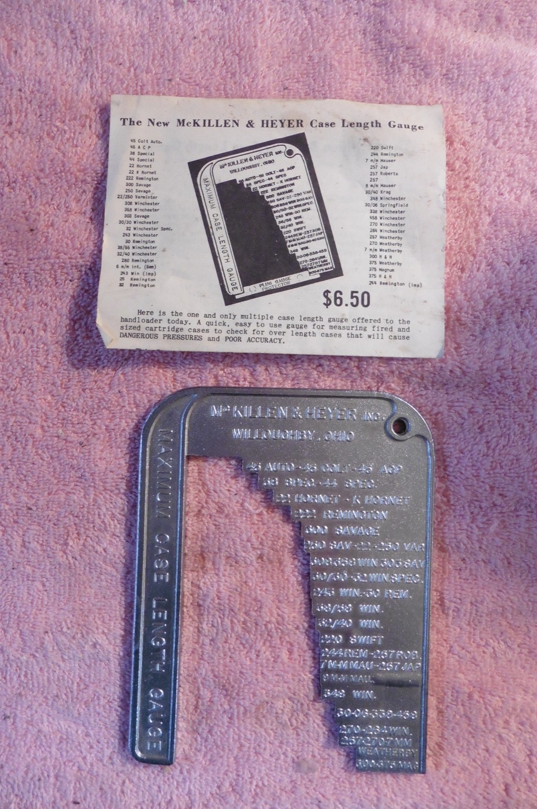 Vintage McKillen & Heyer Maximum Case Length Gauge Reloading Cartridge Cases