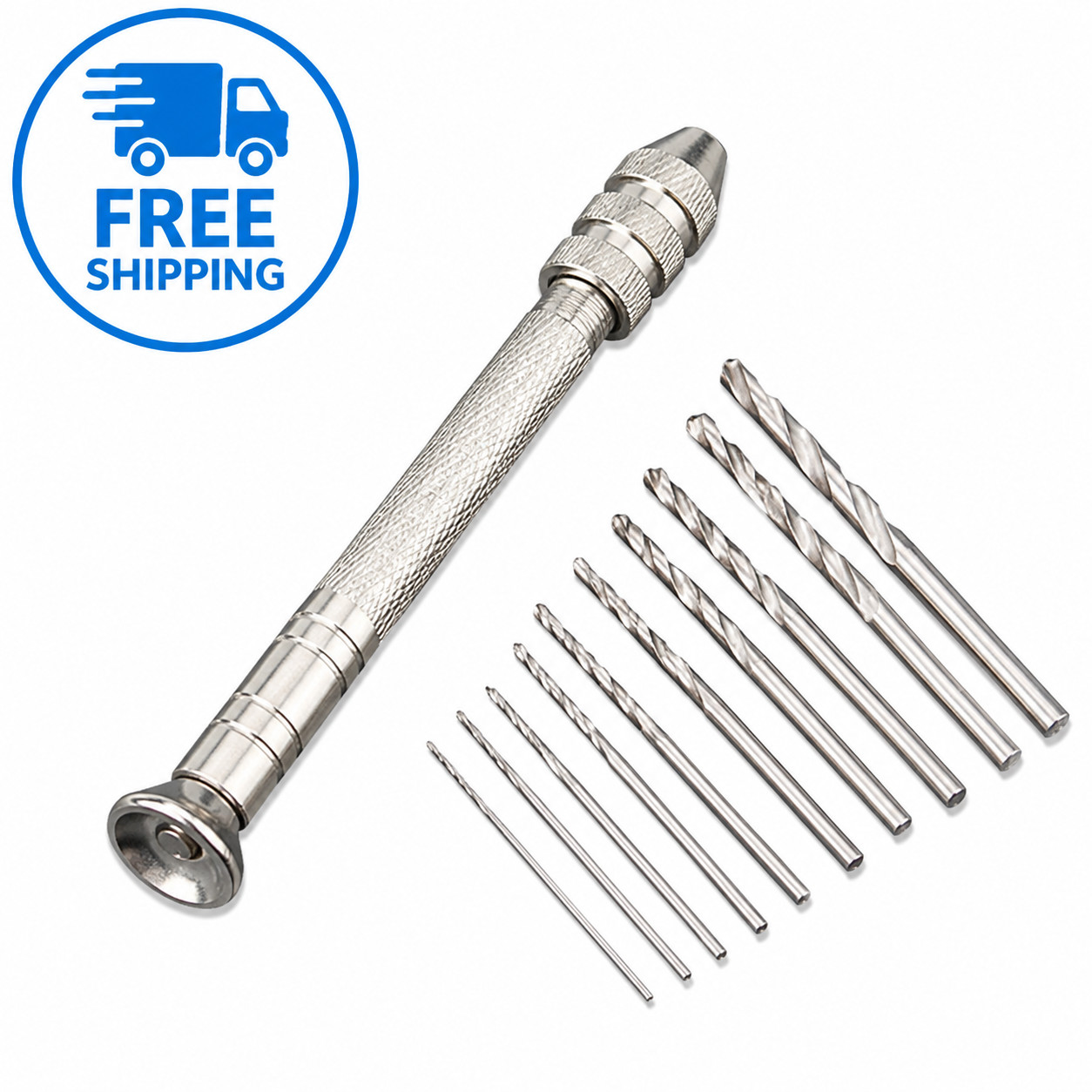 11PCS Mini Hand Drill Pin Vice 0.8-3.0mm Twist Drill Bits Wood Jewelry