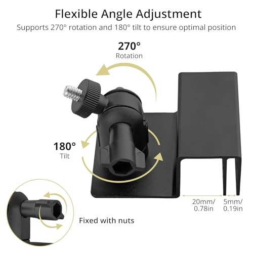2-Pack Adjustable Gutter Mounts for Solar Panels & Security Cameras, Black