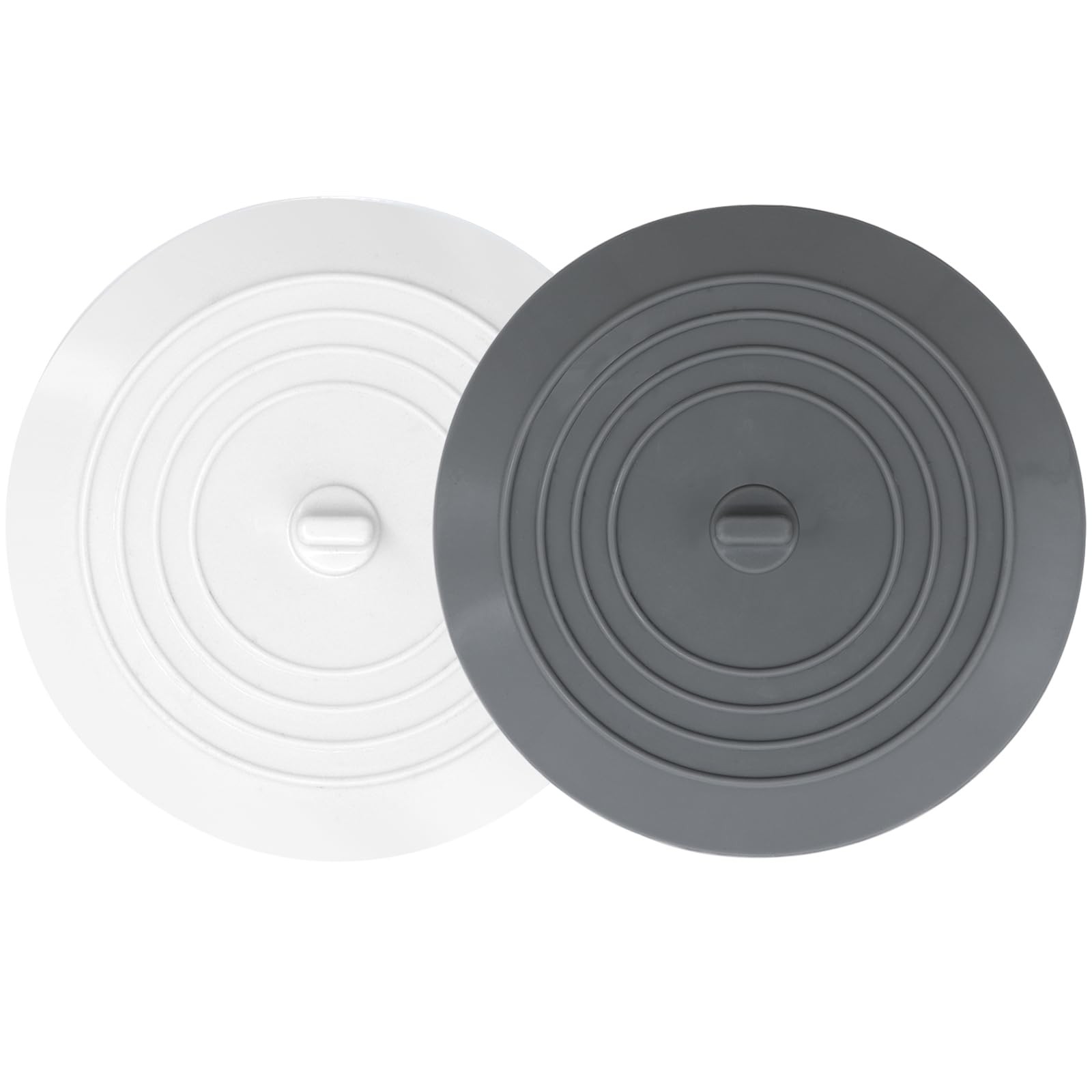 V-TOP Bathtub Drain Stopper 2 Pack, 5 inches Silicone Tub 5 inch, White&grey