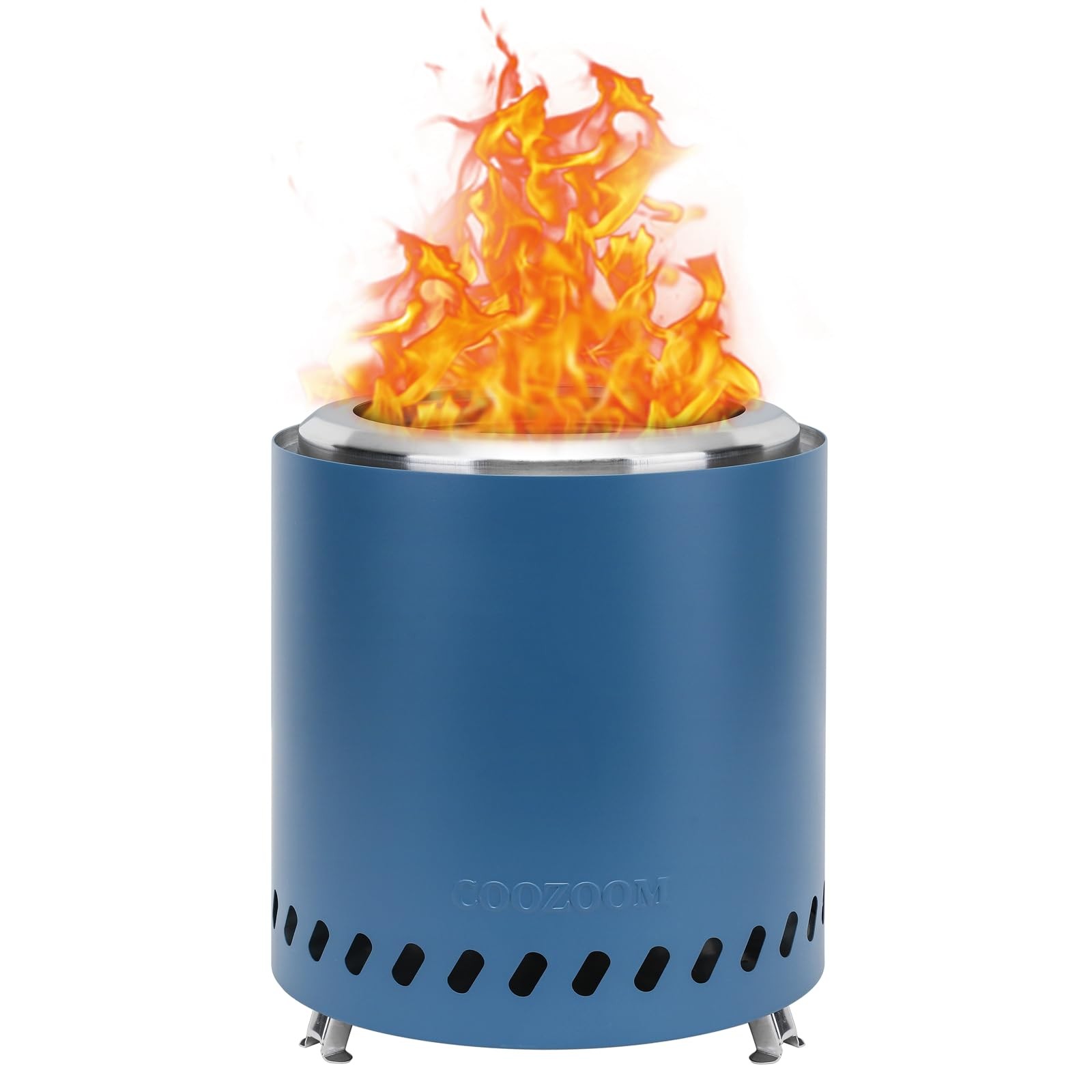 COOZOOM Portable Table Top Fire Pit with Stand, 8.6" 8.6 Inch, Navy Blue