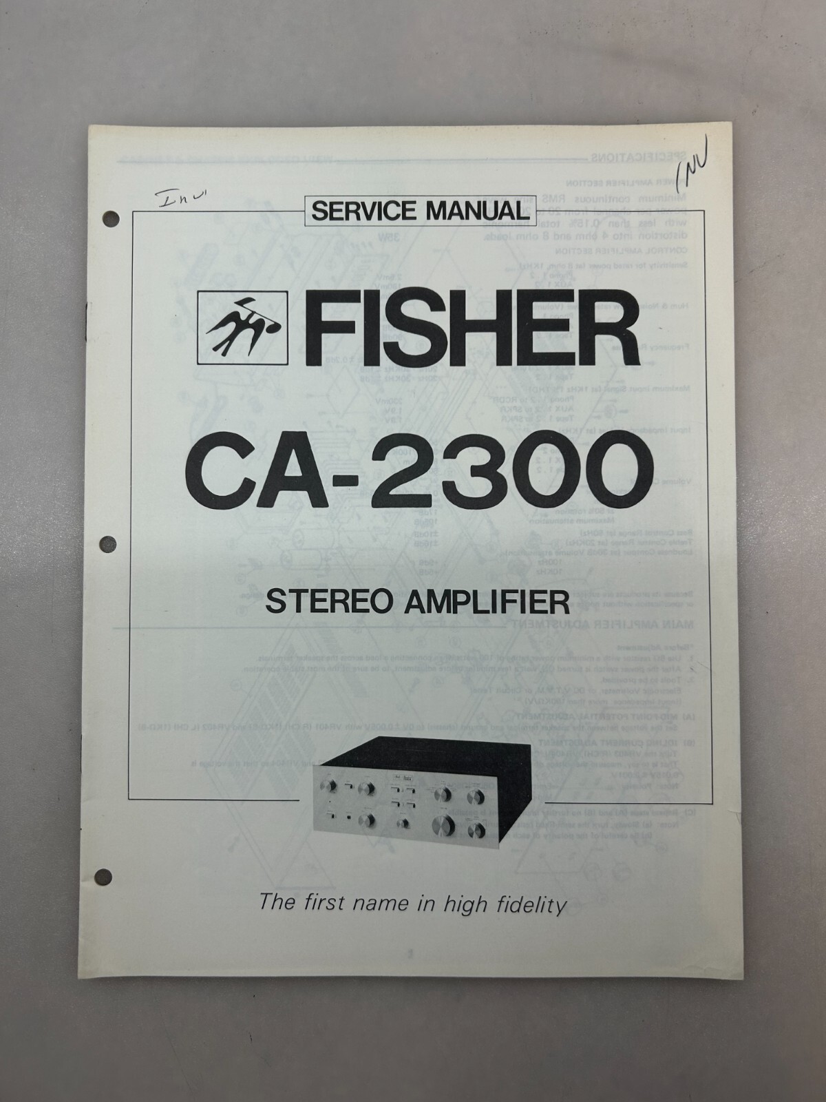 Fisher  CA-2300 Original Service Manual Free Shipping