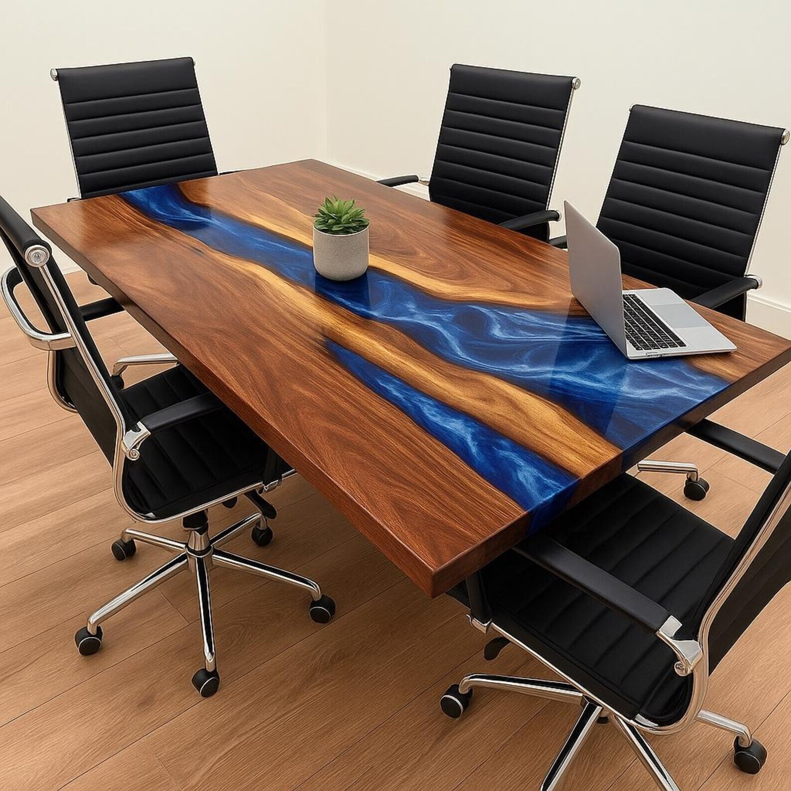 Custom Handmade Epoxy Resin Table – Ocean Wave Design, Live Edge Coffee Tabletop