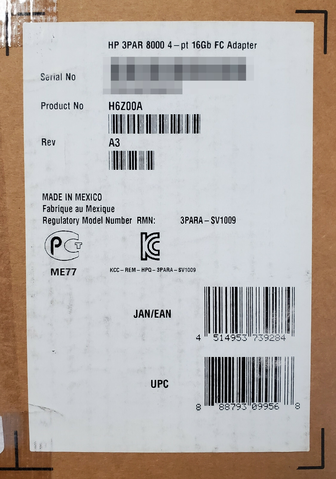 NEW HPE 3PAR StoreServ 8000 4-port 16Gb Fibre Channel Adapter H6Z00A 817913-001