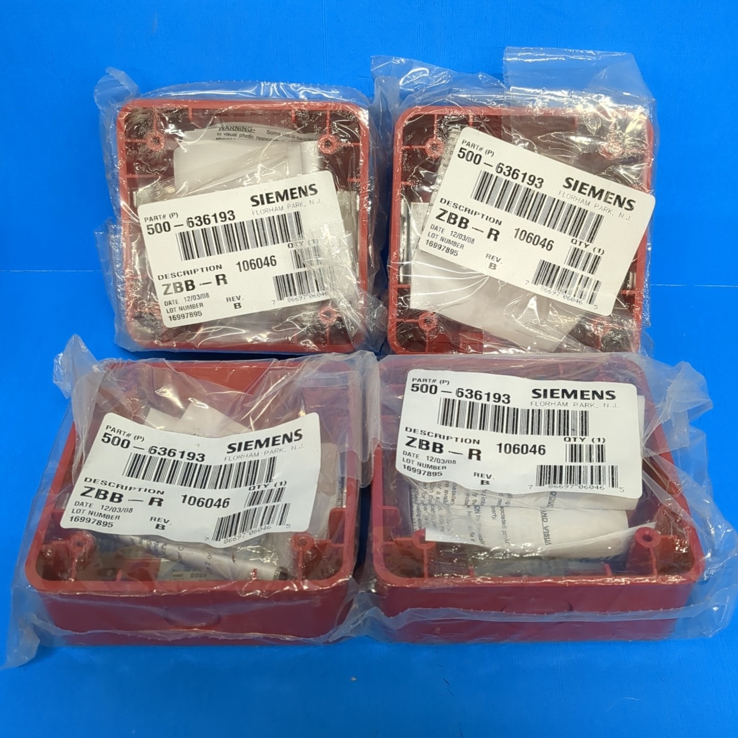 (4) Siemens 500-636193 ZBB-R Weatherproof Back Box, Red