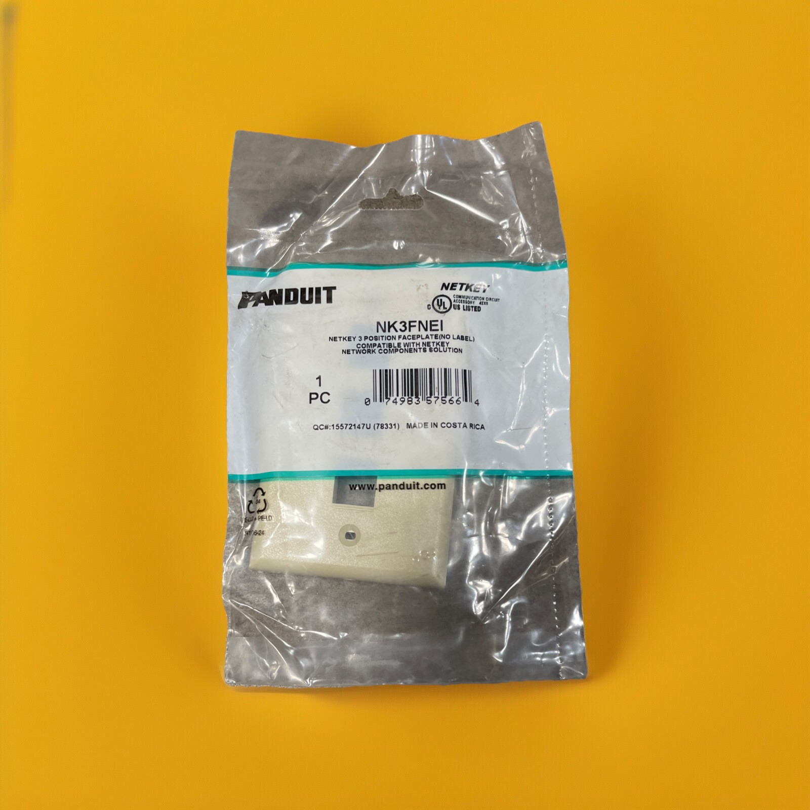 🔥(AN) LOT OF 9 Panduit NK3FNEI NetKey 3-Port Faceplate Electric Ivory Single