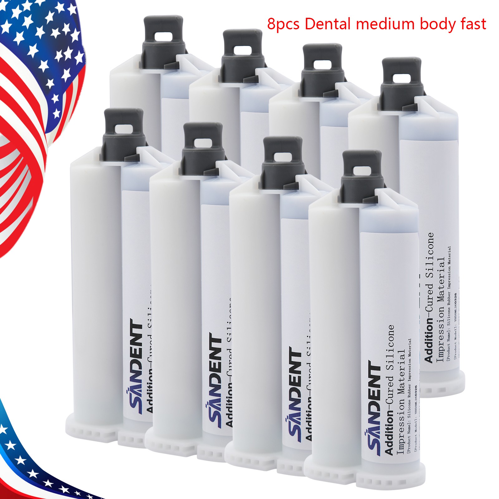 8* MEDIUM BODY Impression Material FAST SET 50ml Cartridges VPS+5*Mix Tips
