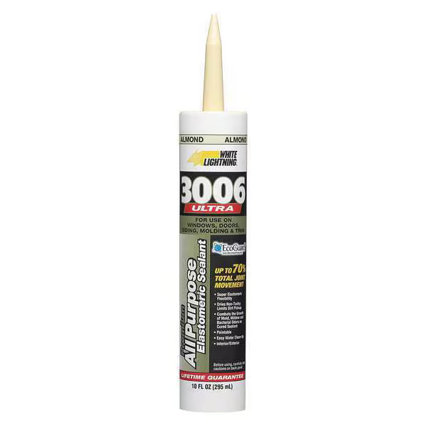 White Lightning Hybrid Sealant, 10 oz, Cartridge, Almond, Hybrid Base, 3006