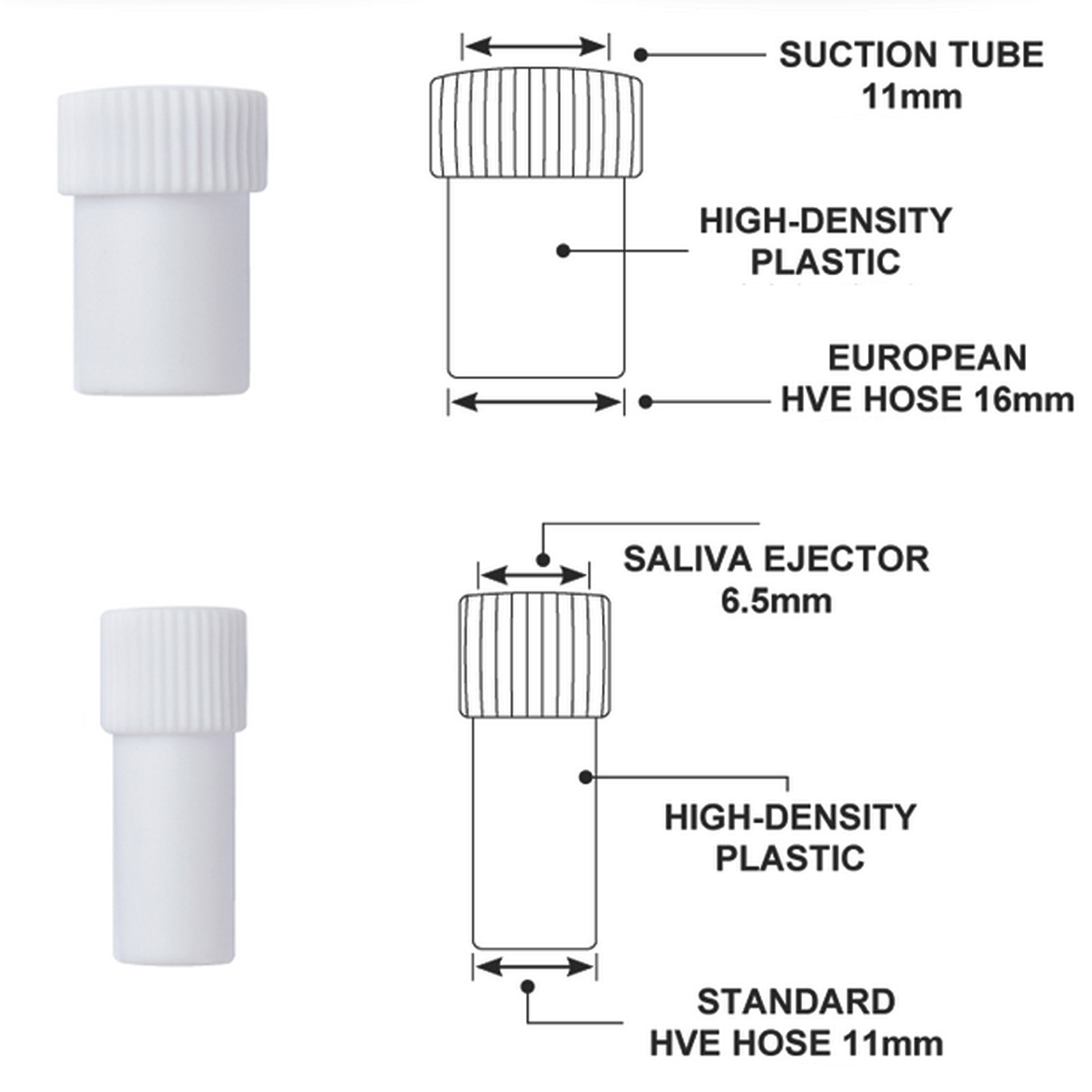 3Pcs Dental Hose Adaptor Autoclavable Conversion 135℃ Saliva Ejector HVE/SE Tube