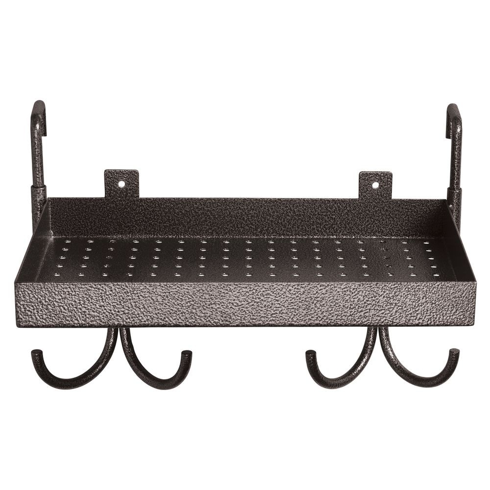 Schneiders Easy-Up Pro 14" Grooming Shelf with Tack Hooks | Color Black Armor