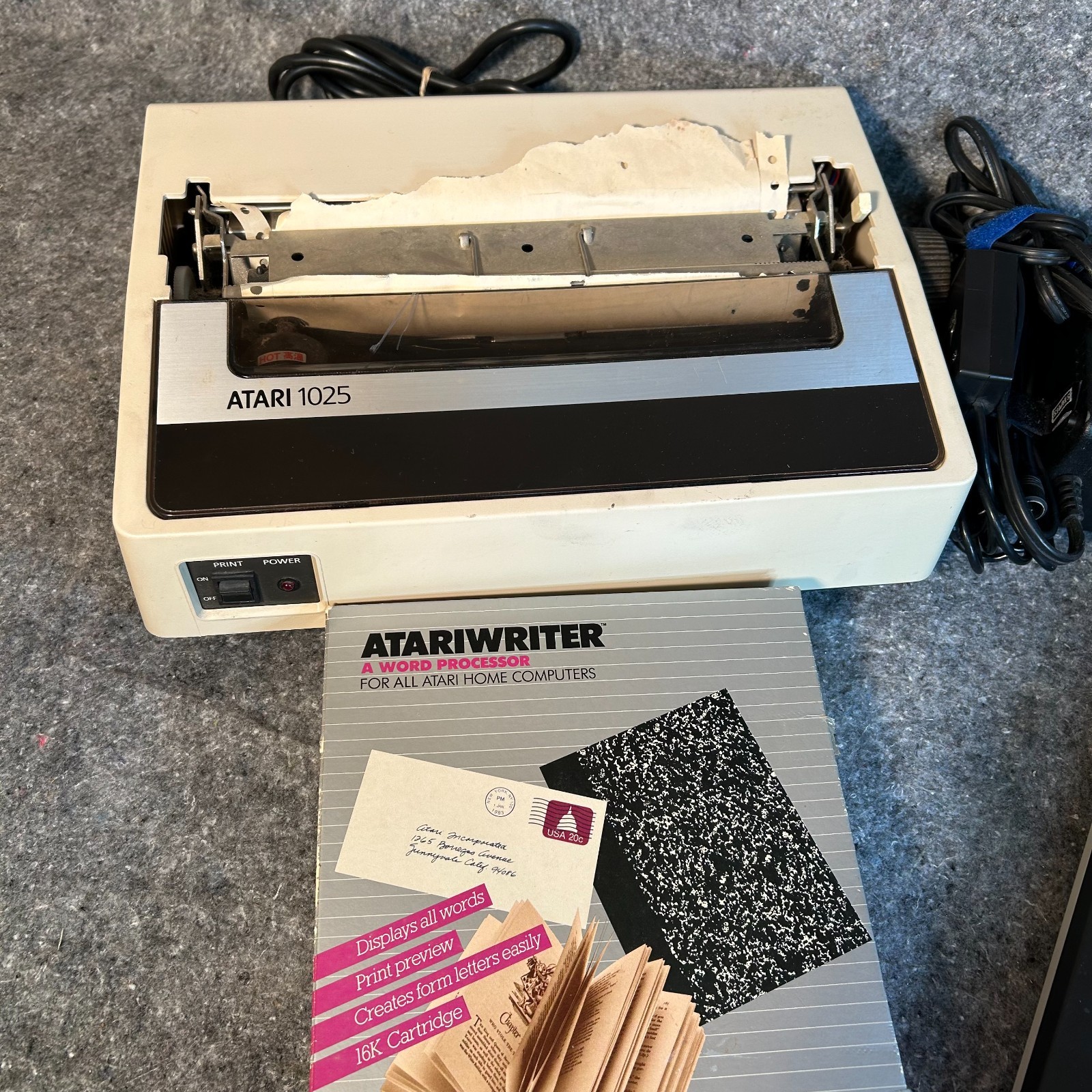 Atari 800XL Computer and Atari 1025 Printer AtariWriter Bundle Powers On As-is