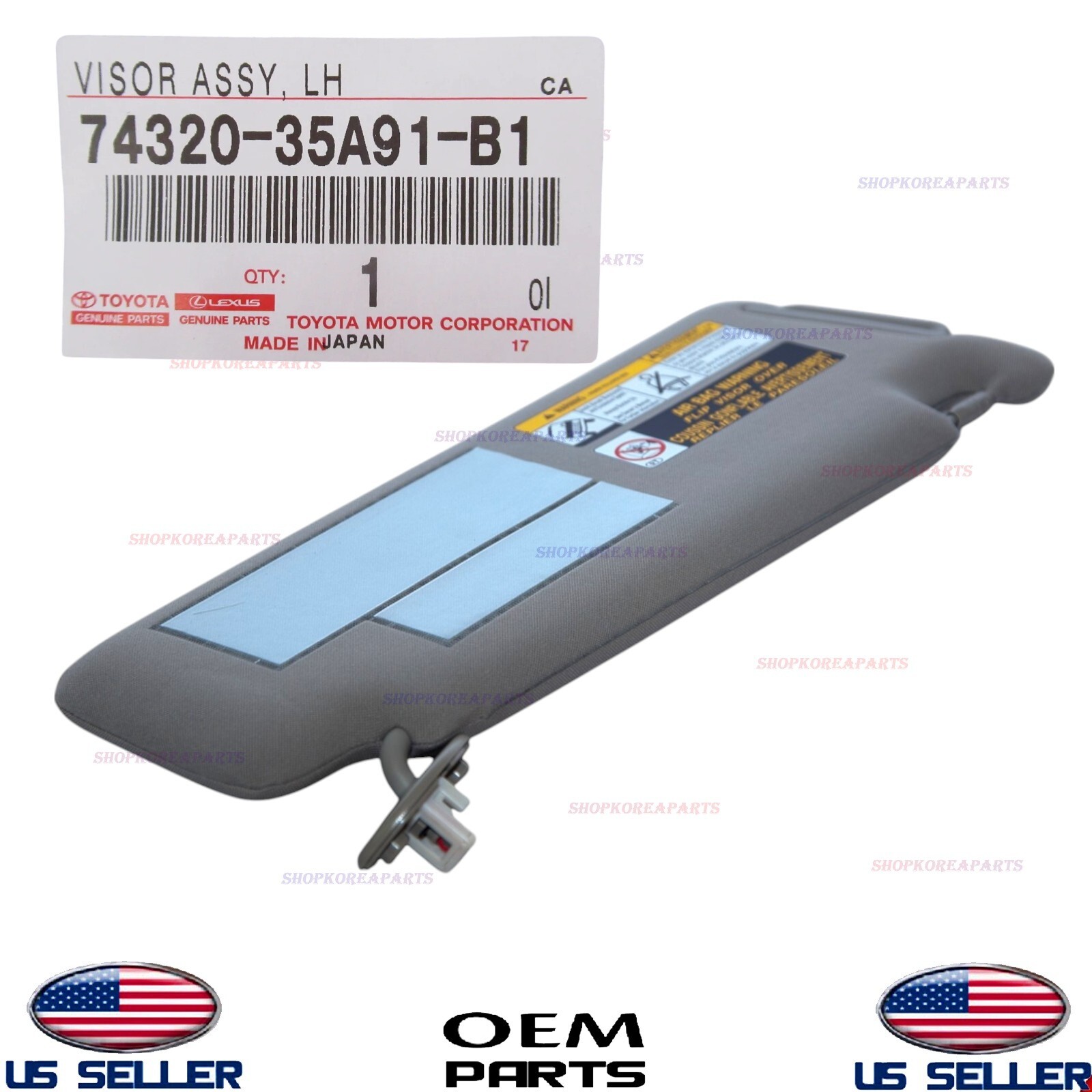 ✅Genuine✅ Sun Visor Front LEFT Driver Side GRAY ⭐OEM⭐ Toyota 4Runner 2010-2024