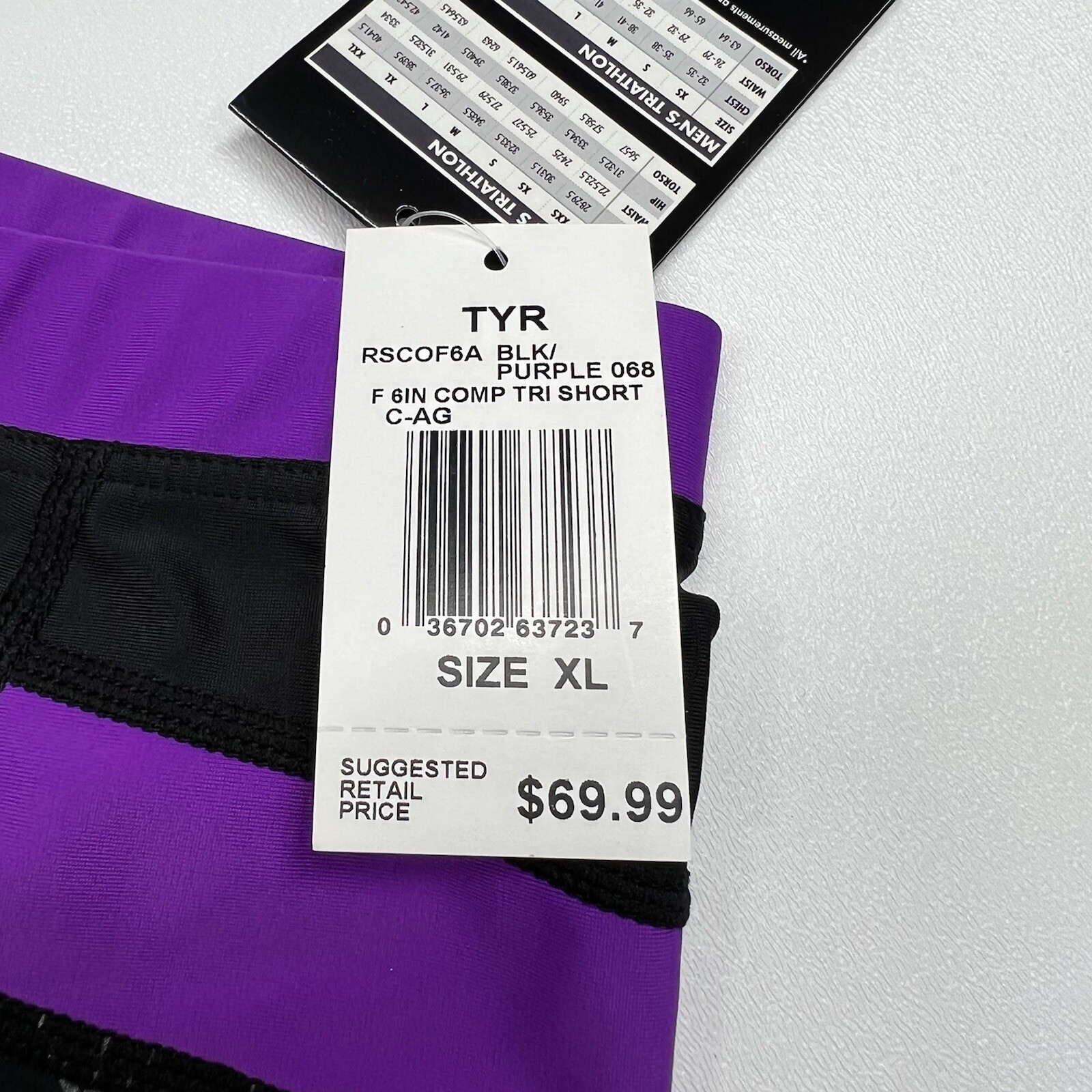 TYR Women's XL Black Purple 6" Triathlon Exercise Bike Shorts COMPETITOR New