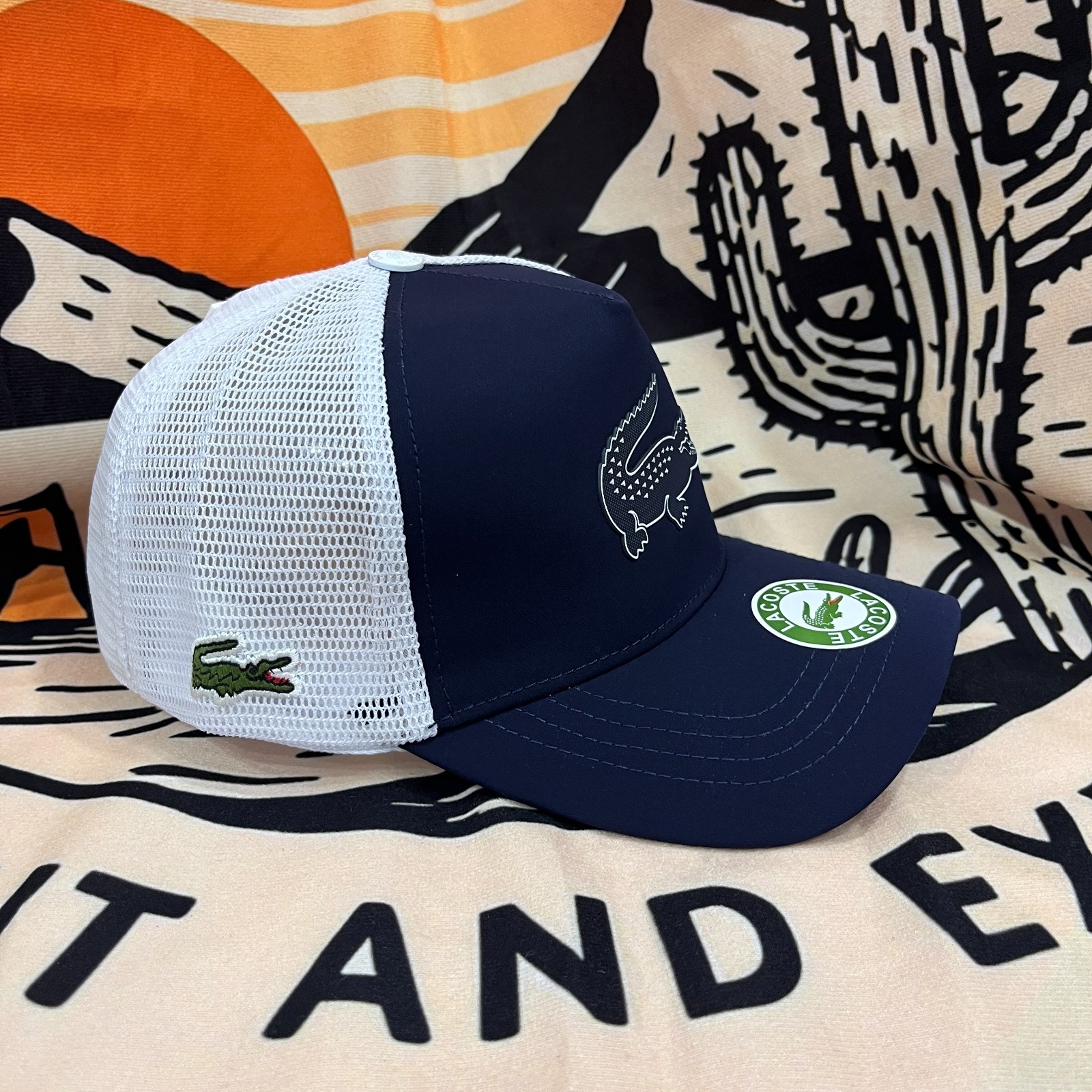 LACOSTE Men's Outdoor Adjustable Mesh Back Blue Baseball Cap