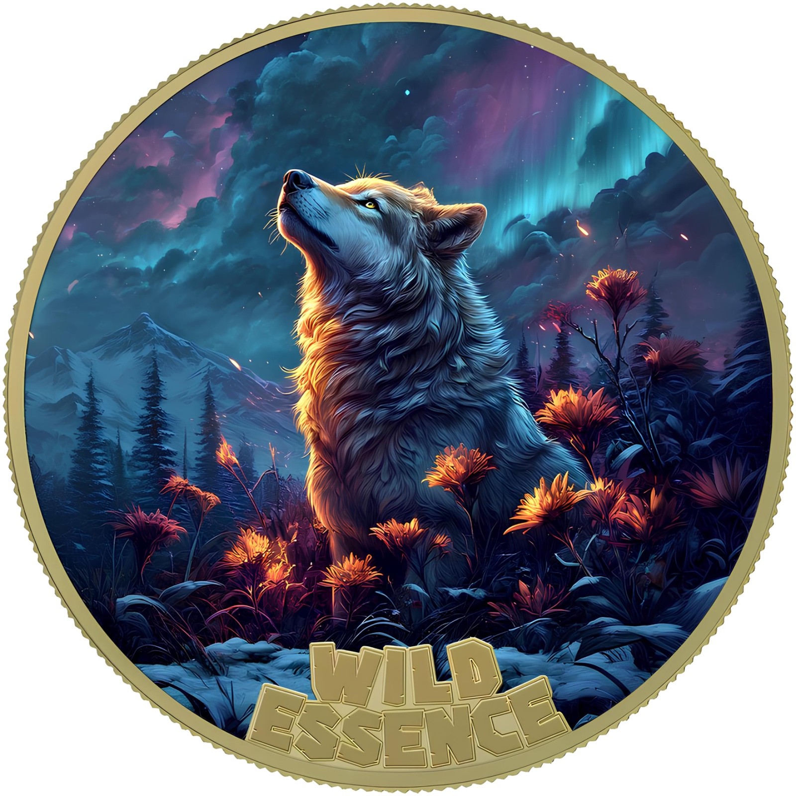 2026 Liberia $10 Silver Colored Coin Grey Wolf Proof Gold Gilded WWF ULTRA RARE