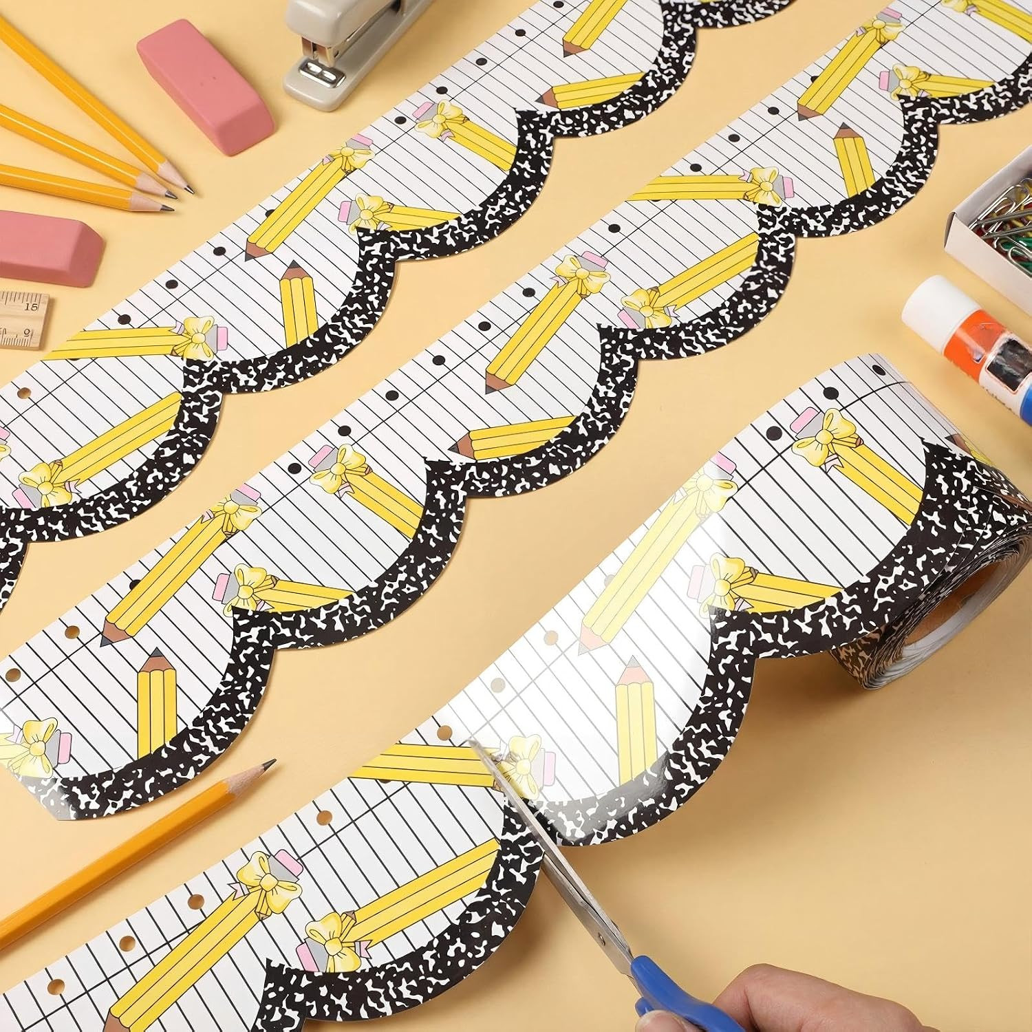 65Ft Composition Notebook Bow Pencil Bulletin Board Borders Composition Book Bow