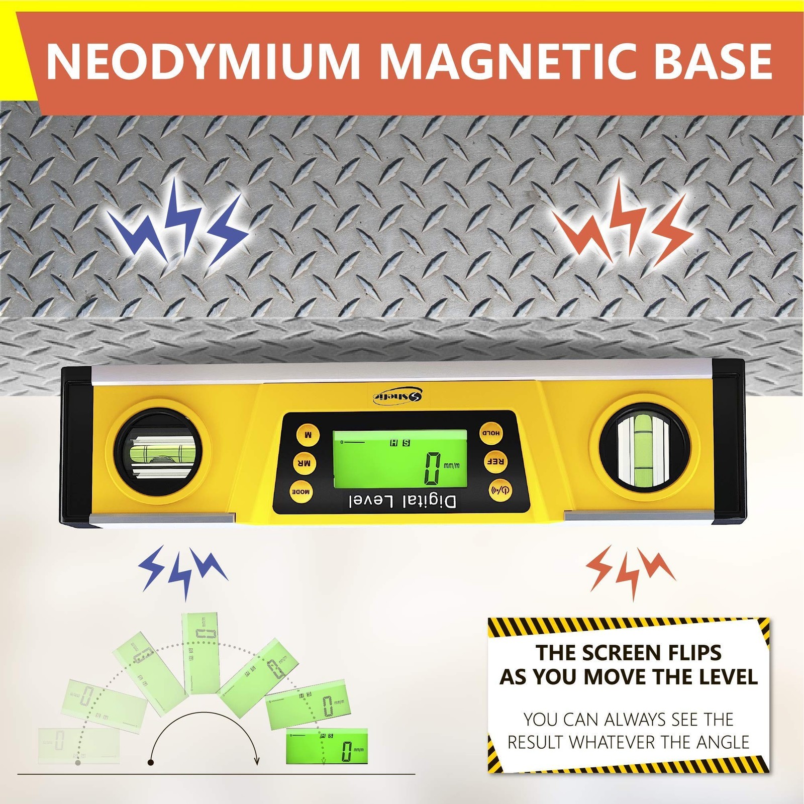Digital Level - 10 Inch Torpedo Level And Protractor - Bubble Inclinometer