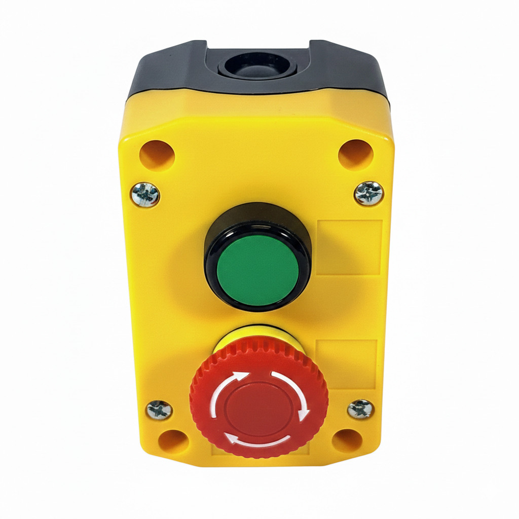 Alpinetech 2 Buttons Control Station - Control Box, E-Stop, Momentary Switches