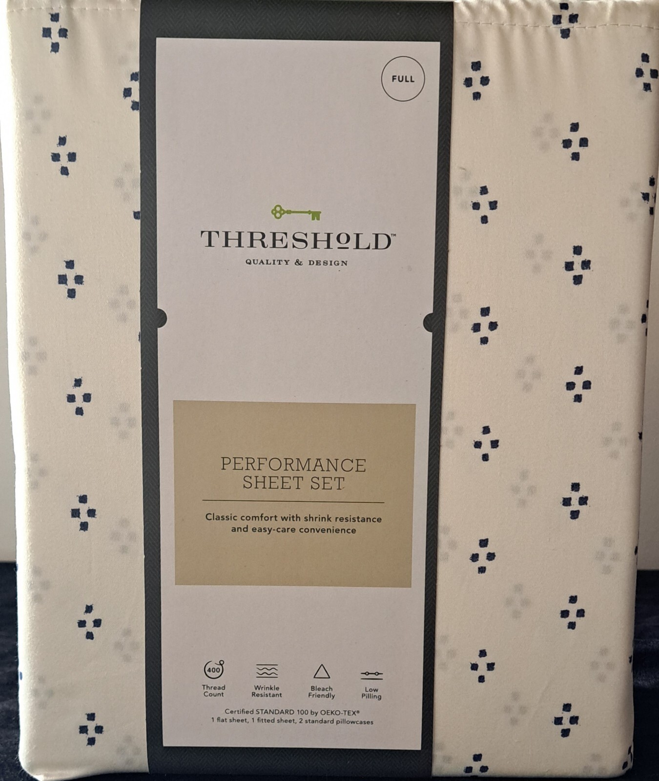 FULL SIZE SHEET SET 400 Thread Count Printed Performance 100% Cotton Threshold!